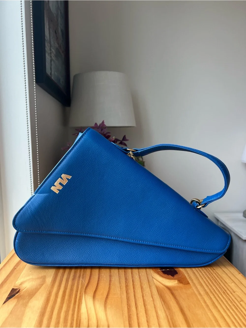 Michael Kors Bright Blue Leather Triangular Shoulder Bag